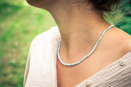 Larimar ball chain | Ø 4mm with 925 silver clasp | 45cm