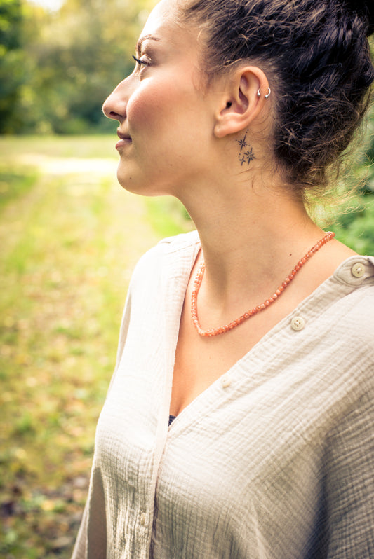 Sunstone ball chain | Ø 4mm with 925 silver clasp | 45cm