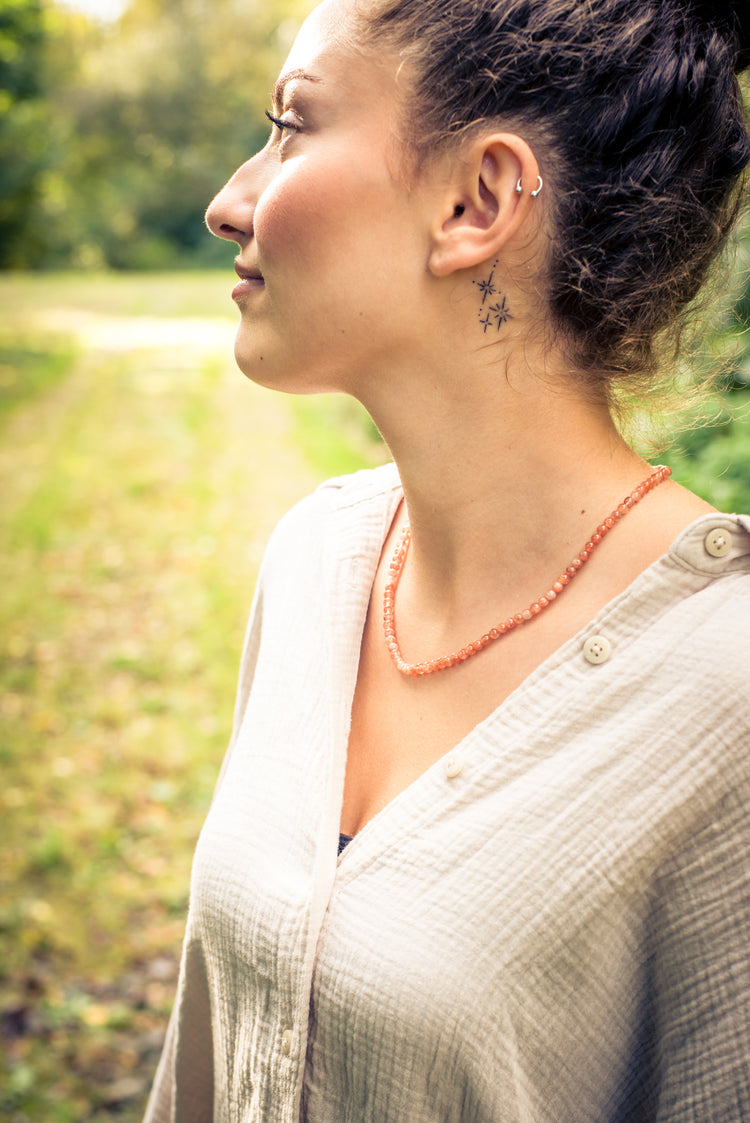 Sunstone ball chain | Ø 4mm with 925 silver clasp | 45cm