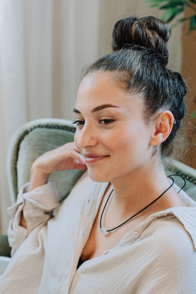 Heart pendant "Golden Triangle" Amethyst + Rock Crystal + Rose Quartz