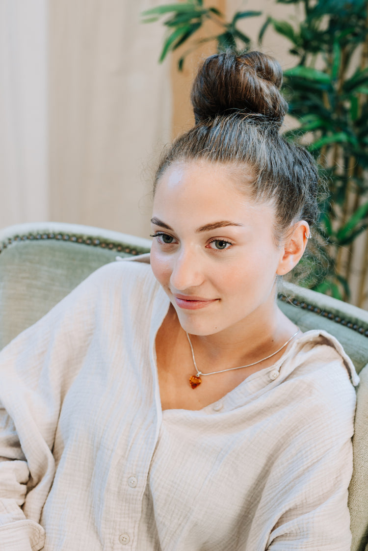 Amber heart pendant | 1.5 x 1.5 cm | 925 silver eyelet