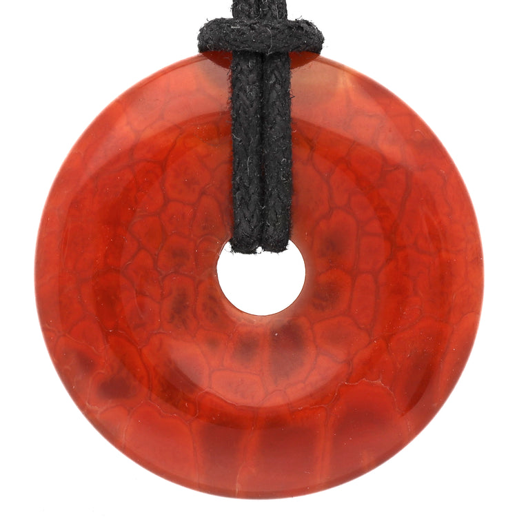 Fire Agate Donut | 30 mm Pendant + Cotton Cord