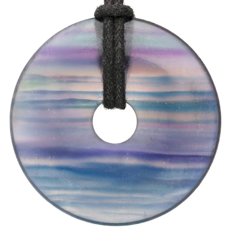Fluorite, colorful Donut pendant | 40 mm Pendant + Cotton cord