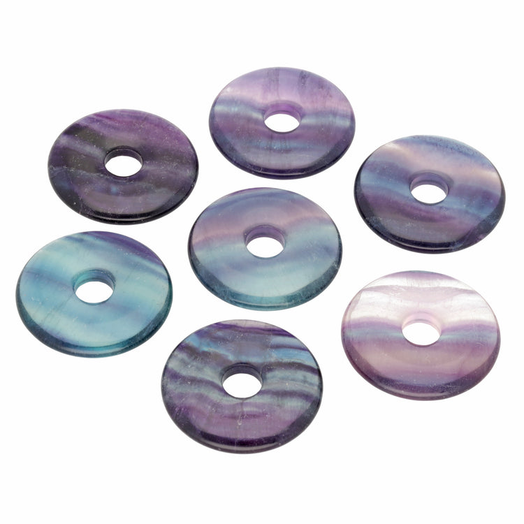 Fluorite, colorful donut | 30 mm pendant + cotton cord