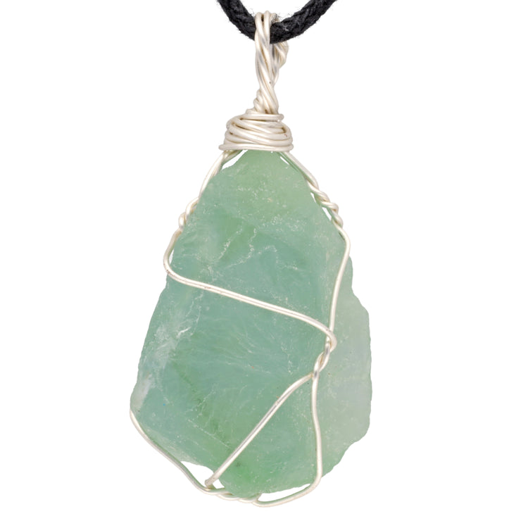 Fluorite, set rough stone pendant