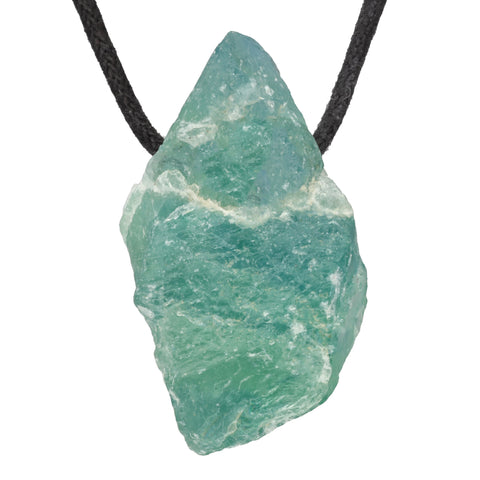 Fluorite, green raw stone pendant