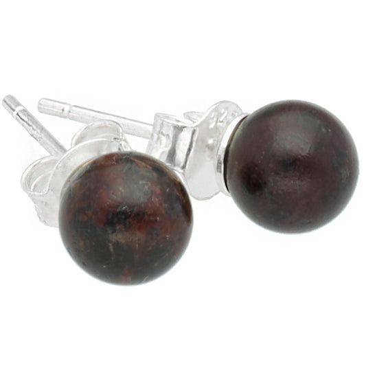 Garnet stud earrings 6 mm | 925 silver