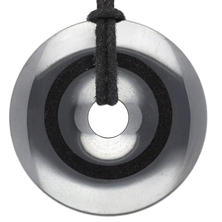 Hematite Donut | 40 mm Pendant + Cotton Cord