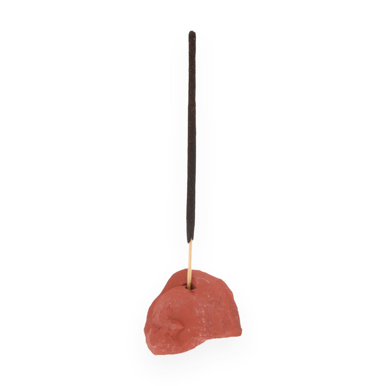 Jasper, red incense stick holder | Rough stone