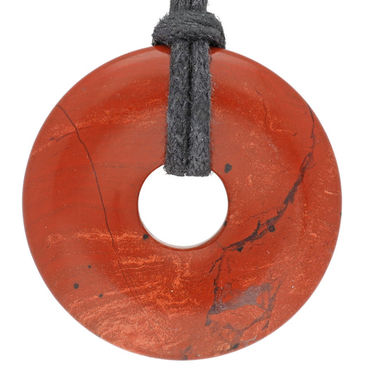 Jasper, red donut | 30 mm pendant + cotton cord