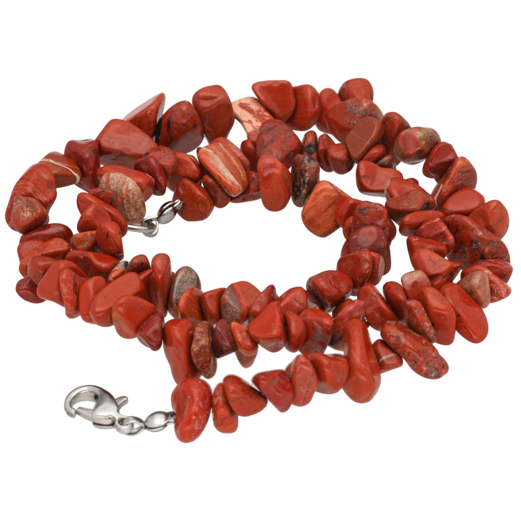 Jasper, red chip necklace | 45 cm + clasp