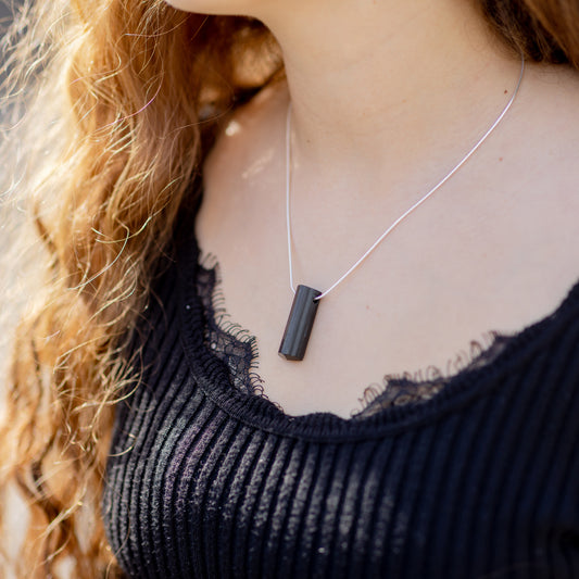 Tourmaline, black (Schörl) raw stone pendant