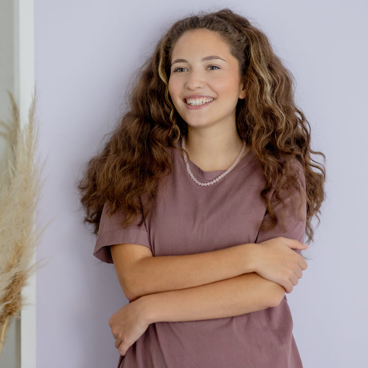 Rose quartz bead chain | Ø 6mm with 925 silver clasp | 45cm