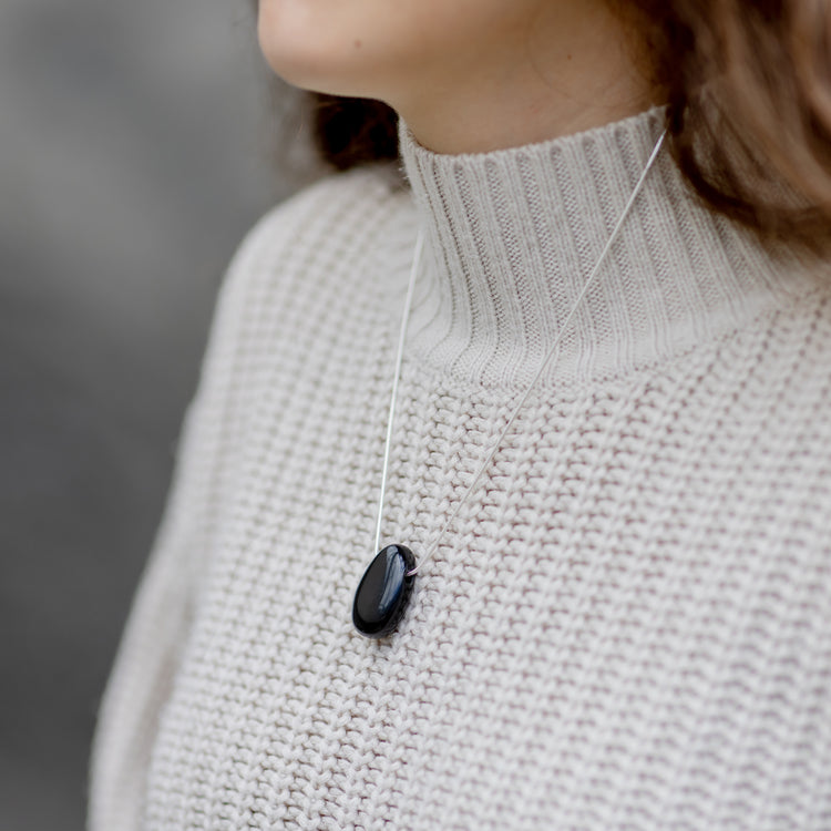 Tourmaline, black (Schorl) drop pendant
