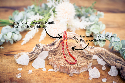 Carnelian ball chain | Ø 4mm with 925 silver clasp | 45cm