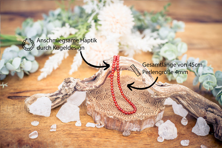 Carnelian ball chain | Ø 4mm with 925 silver clasp | 45cm
