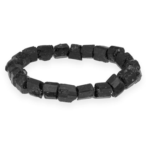 Black Tourmaline (Schorl) Raw Stone Bracelet | Crystal Bracelet