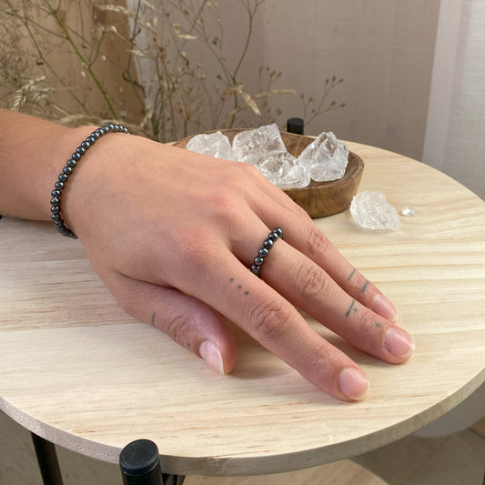 Hematite | elastic ball ring