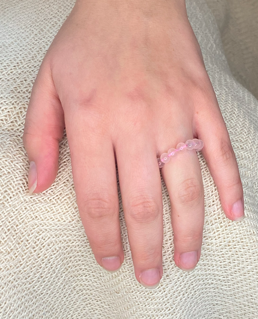 Rose quartz | elastic ball ring