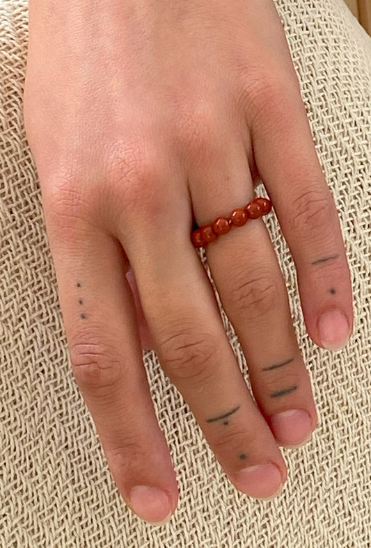 Jasper, red | elastic ball ring