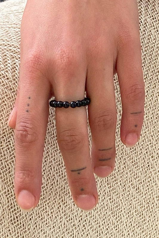 Tourmaline/Schorl | elastic ball ring