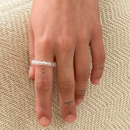 Rock crystal, matte | elastic ball ring
