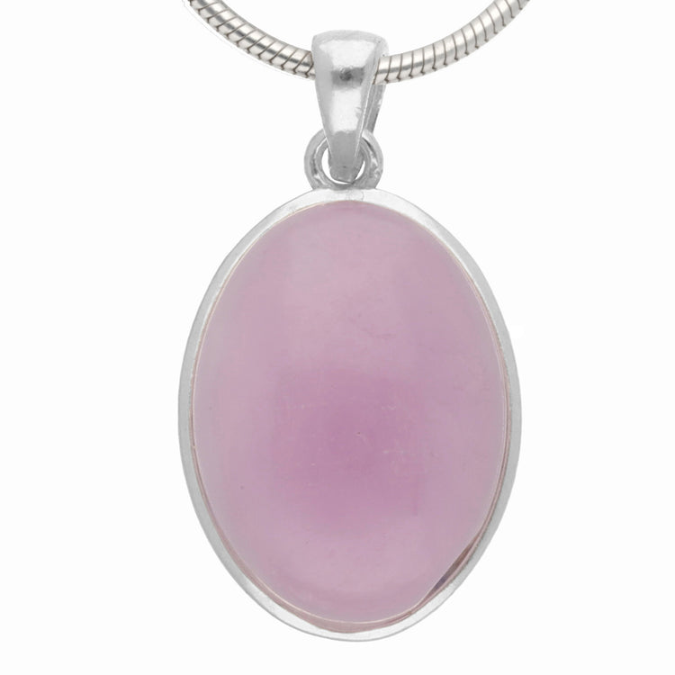 Kunzite pendant (oval) set in silver