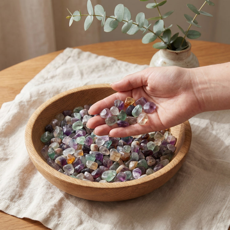 Fluorit Mini-Trommelsteine – lifestyle-anwendung