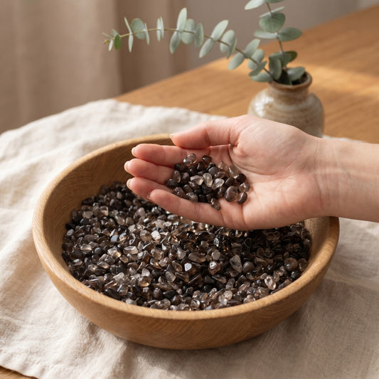 Rauchquarz Mini-Trommelsteine – lifestyle-anwendung