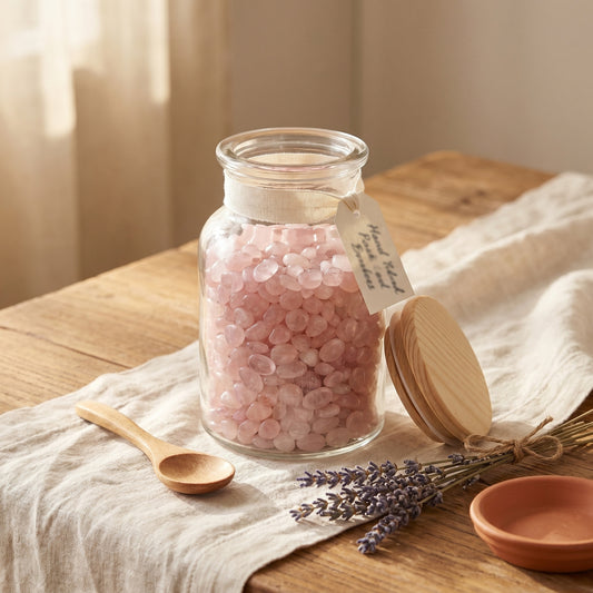 Rosenquarz Mini-Trommelsteine – lifestyle-anwendung