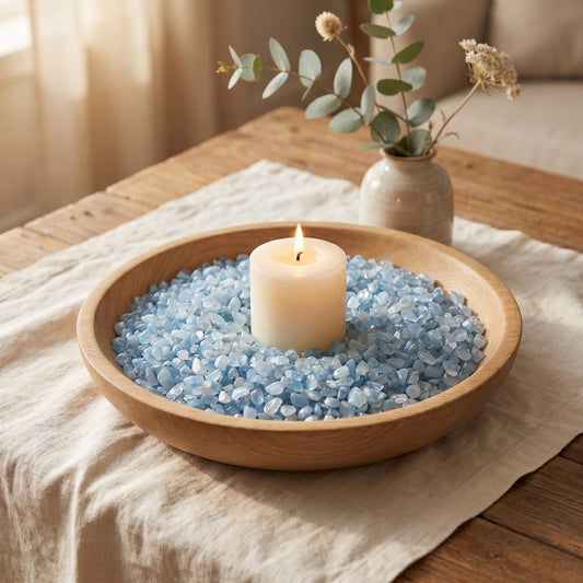 Aquamarin Mini-Trommelsteine – lifestyle-deko
