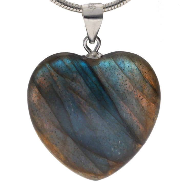 Labradorite heart pendant | 2x2 cm + 925 silver eyelet