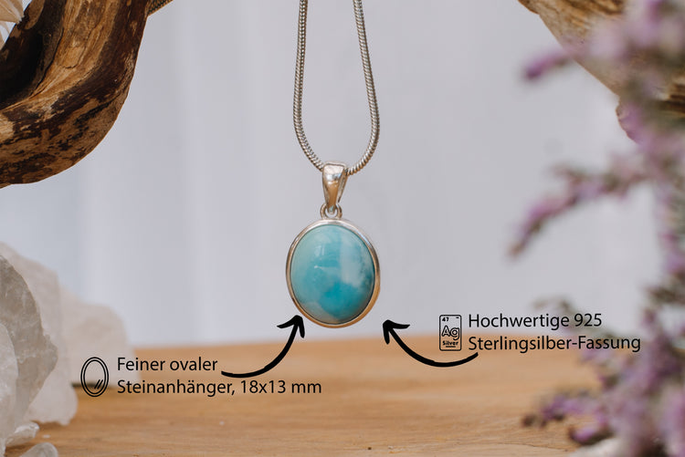 Larimar pendant (oval) set in silver