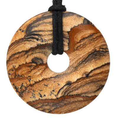 Landschaftsjaspis Donut | 40 mm Anhänger + Baumwollband