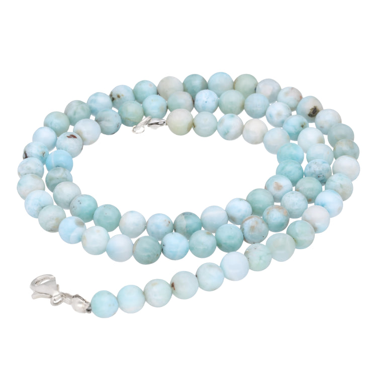 Larimar bead chain | Ø 6 mm with clasp | 45 cm