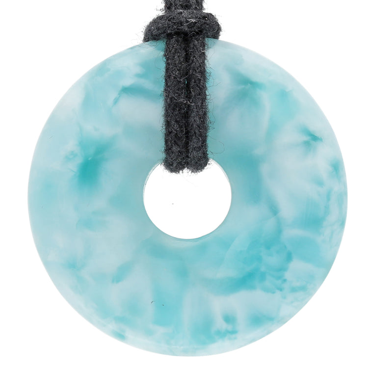 Larimar Donut A-Quality | 30 mm Pendant + Cotton Cord