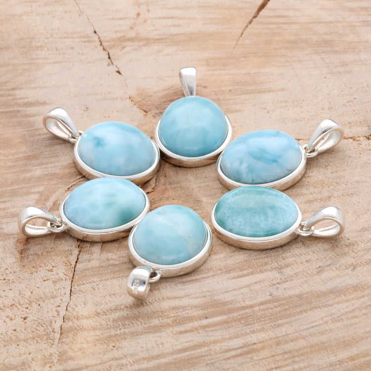 Larimar pendant (oval) set in silver