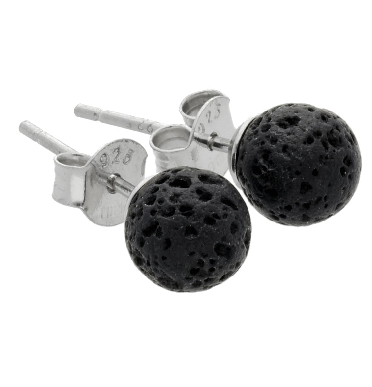 Lava stud earrings 6 mm | 925 silver
