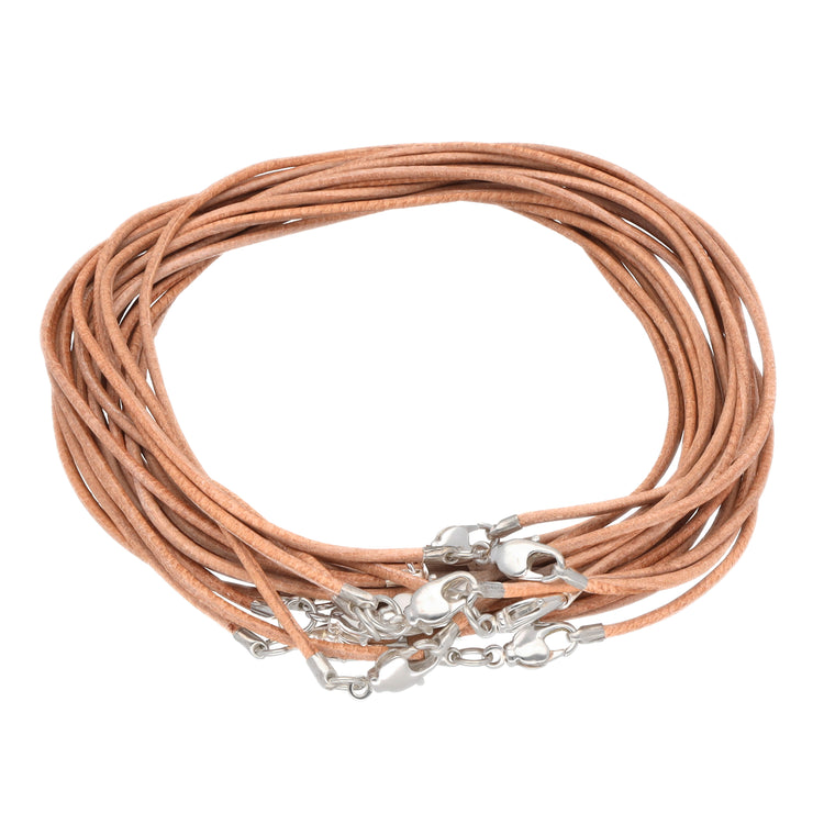 Leather strap with snap fastener 50 cm, natural color