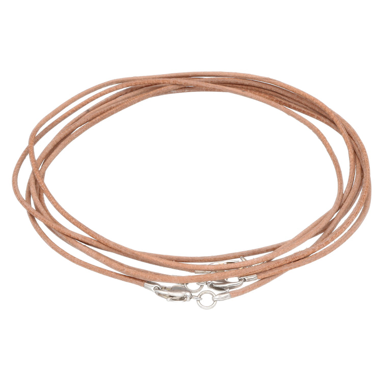 Leather strap with snap fastener 50 cm, natural color