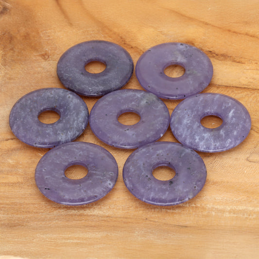 Lepidolite Donut | 30 mm Pendant + Cotton Cord
