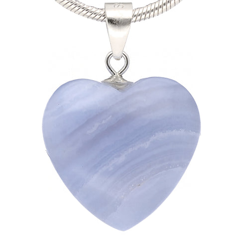 Blue Chalcedony heart pendant | in 2 sizes