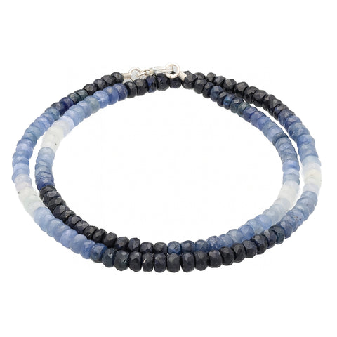 Faceted Sapphire Beaded Necklace | 45 cm + 925 Silver Clasp