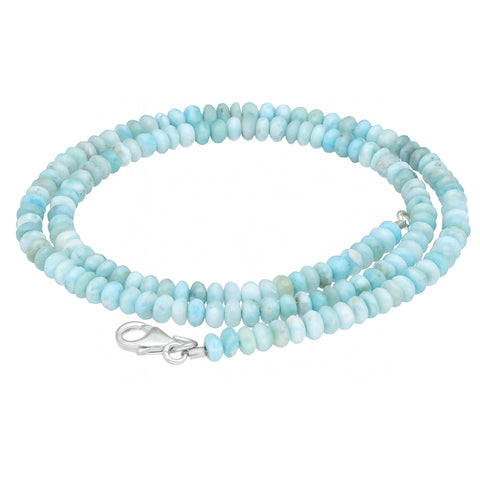 Larimar Button Bead Necklace | 45 cm with Clasp
