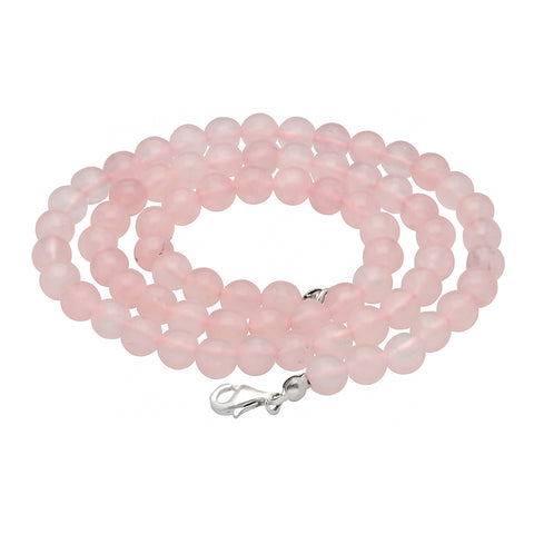 Rose quartz bead necklace | Ø 6mm with 925 silver clasp | 45cm