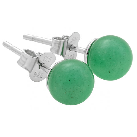 Aventurine, green stud earrings 6 mm | 925 silver