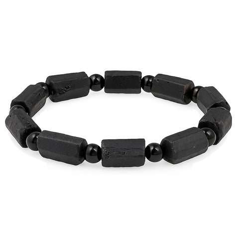 Crystal bracelet with bead element 19 cm | Tourmaline, black (Schorl) | 6 mm beads