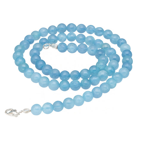 Aquamarine Bead Necklace | Ø 6 mm with Clasp | 45 cm