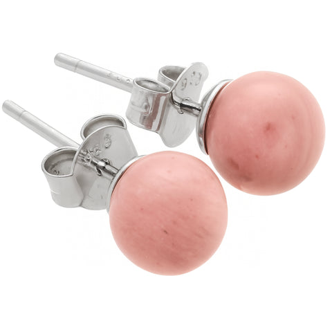 Rhodonite Stud Earrings 6 mm | 925 Silver