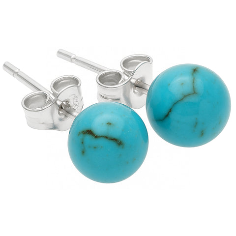 Turquoise Stud Earrings 6 mm | 925 Silver